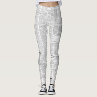 Vintage newspaper collage – retro newspaper print leggings