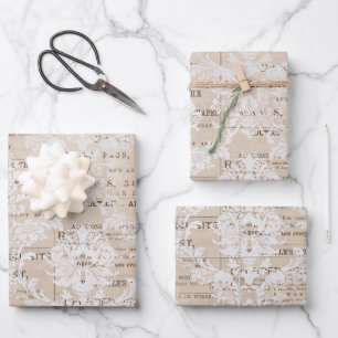 Vintage Newspaper Collage Wrapping Paper Sheet