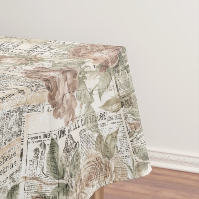 vintage newspaper composition tablecloth (In Situ)