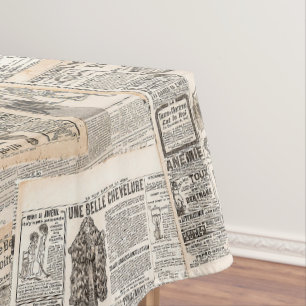 vintage newspaper composition tablecloth