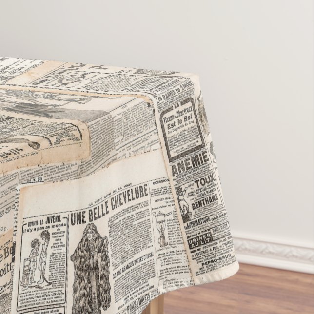 vintage newspaper composition tablecloth (In Situ)