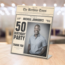 Vintage Newspaper Custom 50th Birthday Welcome