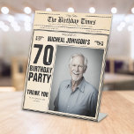Vintage Newspaper Custom 70th Birthday Welcome Pedestal Sign<br><div class="desc">Vintage Newspaper Custom 70th Birthday Welcome Pedestal Sign. A cool and humourous birthday Welcome Sign that looks like a vintage newspaper!  It is customisable and can be used for any age birthday party! Need help with this design template? Contact the design by clicking on the 'Message' button below.</div>