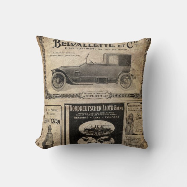 Vintage Newspaper Custom Gift Cushion (Front)