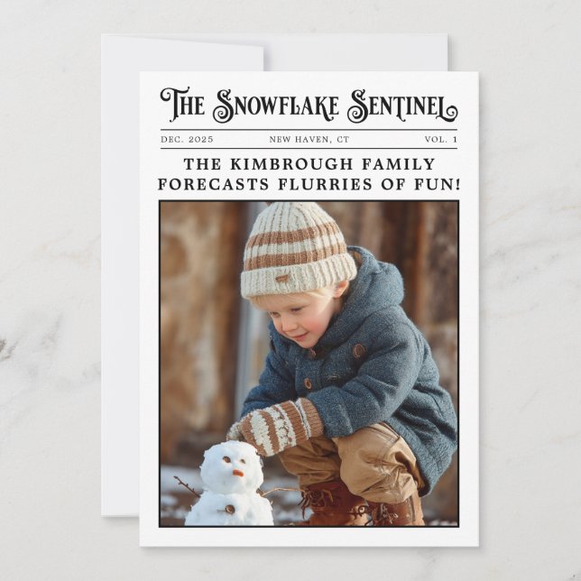 Vintage Newspaper Custom Headline Photo Christmas Holiday Card (Front)