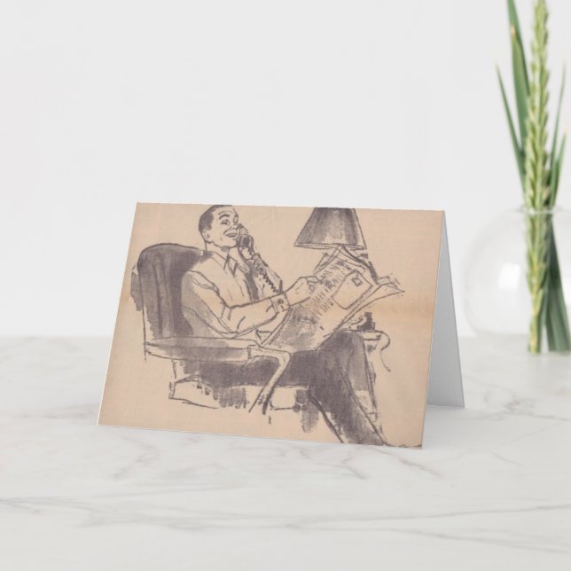 Vintage Newspaper Dad Greeting Card (Front)