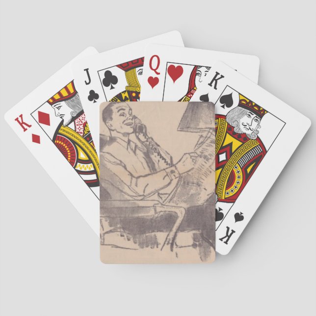 Vintage Newspaper Dad Playing Cards (Back)