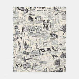Vintage Newspaper Fleece Blanket