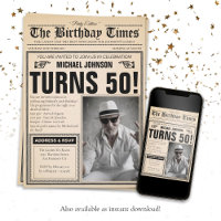  Vintage Newspaper Fun Custom Photo 50th Birthday