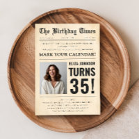 Vintage Newspaper Fun Photo 35th Birthday Party