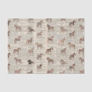 Vintage newspaper horse collage tissue paper