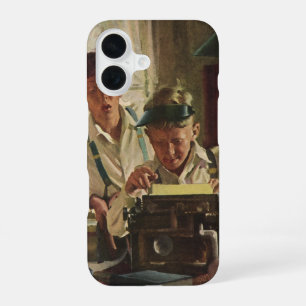 Vintage Newspaper Journalists, Writers Typewriter iPhone 16 Case