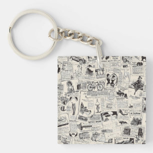Vintage Newspaper Key Ring