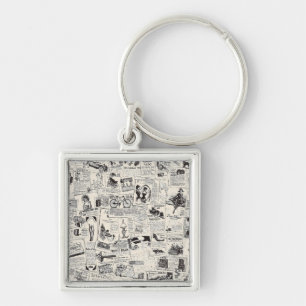 Vintage Newspaper Key Ring