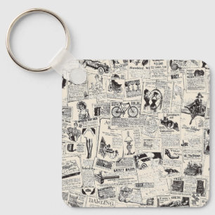 Vintage Newspaper Key Ring