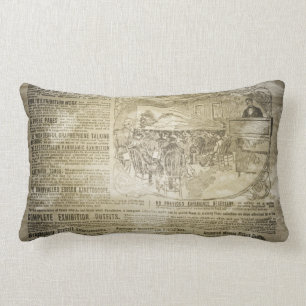 Vintage Newspaper MoJo Throw Lumbar Pillow