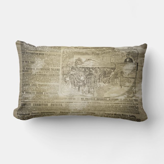 Vintage Newspaper MoJo Throw Lumbar Pillow (Front)