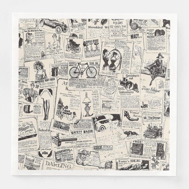 Vintage Newspaper   Napkin (Front)