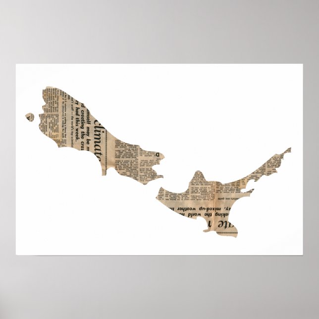 Vintage Newspaper New Zealand Overlay | Poster (Front)