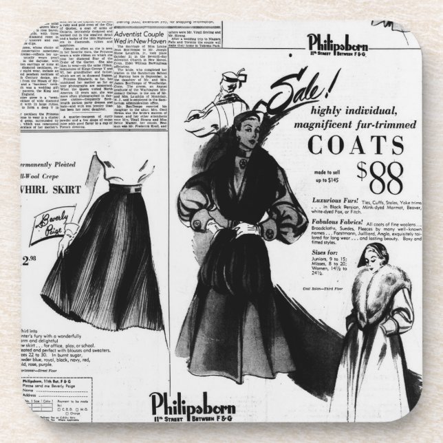 Vintage newspaper October 26th, 1951 Coaster (Front)