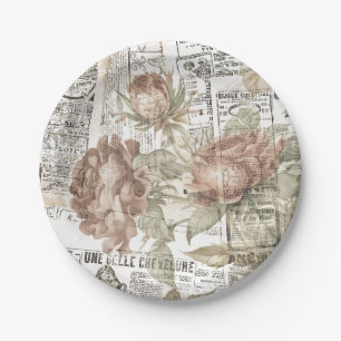 vintage newspaper paper plate