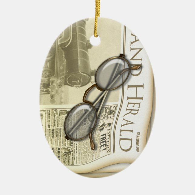 Vintage Newspaper Personalised Ornament (Front)