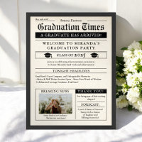 Vintage Newspaper Photo Graduation Welcome