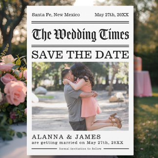 Vintage Newspaper Photo Headline Save the Date Invitation