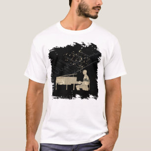 Vintage Newspaper Piano Player Music Notes T-Shirt