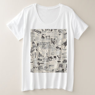 Vintage Newspaper   Plus Size T-Shirt