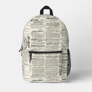 Vintage Newspaper Printed Backpack