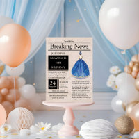 Vintage Newspaper Quinceañera Blue Azul