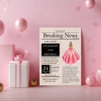 Vintage Newspaper Quinceañera Salmon Pink