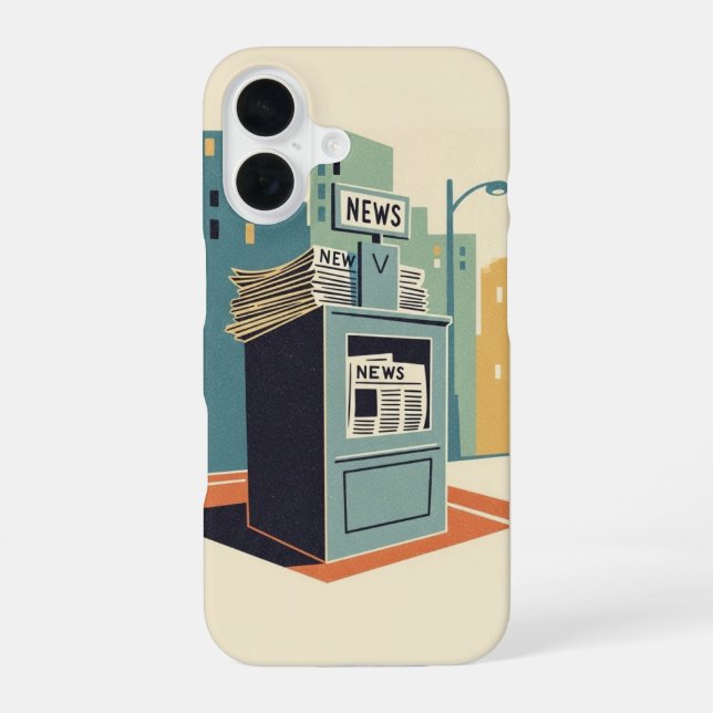 Vintage Newspaper Stand iPhone 16 Case (Back)