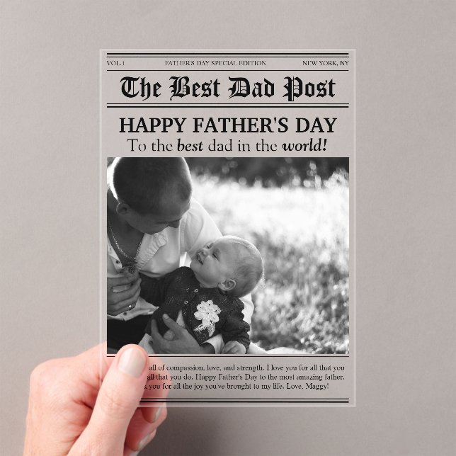 Vintage Newspaper Style Father’s Day Acrylic Invitations (Insitu (Handheld))
