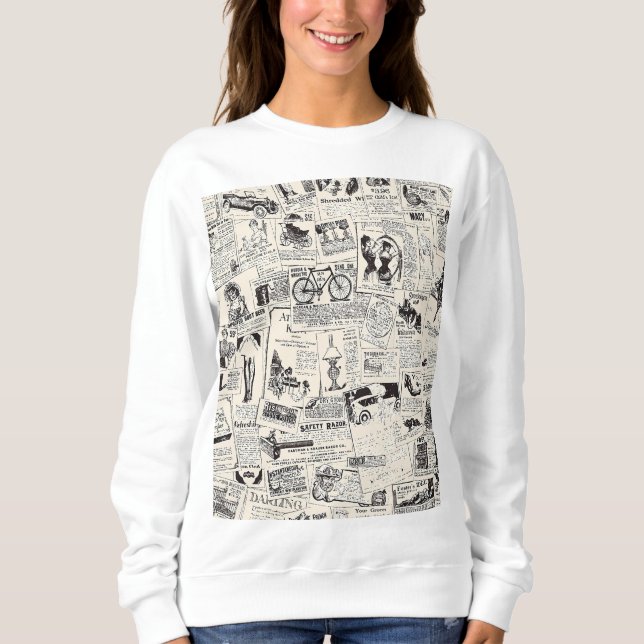 Vintage Newspaper   Sweatshirt (Front)