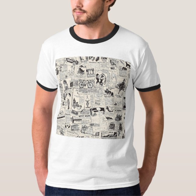Vintage Newspaper   T-Shirt (Front)