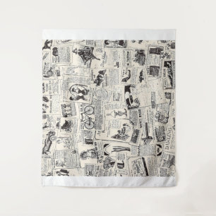Vintage Newspaper Tapestry