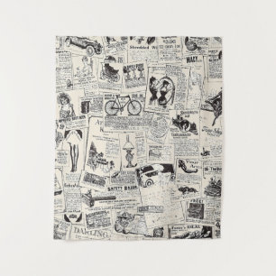 Vintage Newspaper  Tapestry