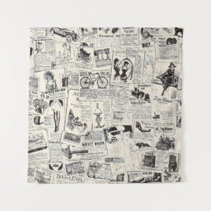 Vintage Newspaper Tapestry