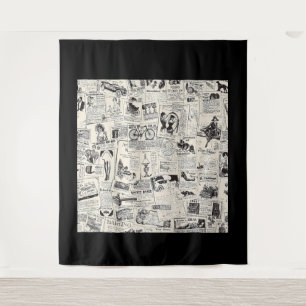 Vintage Newspaper Tapestry