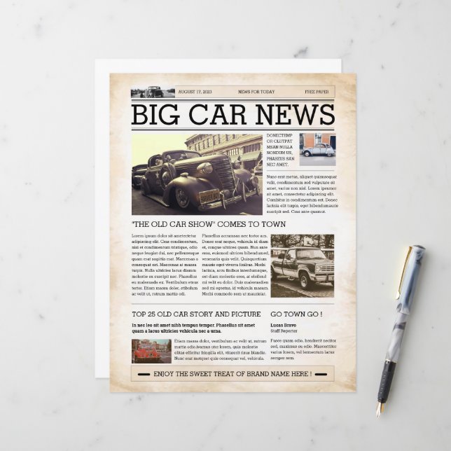 Vintage Newspaper Template (Front/Back In Situ)