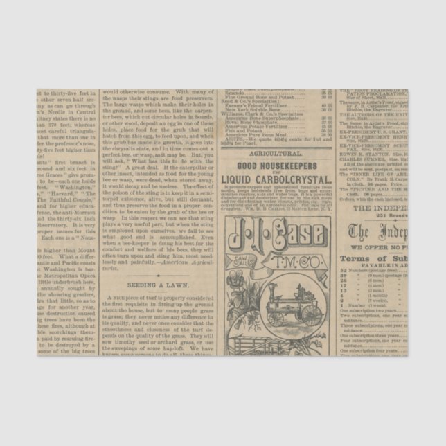 Vintage Newspaper Tissue Paper (Front)