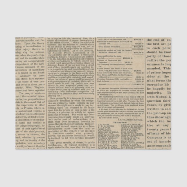 Vintage Newspaper Tissue Paper (Front)