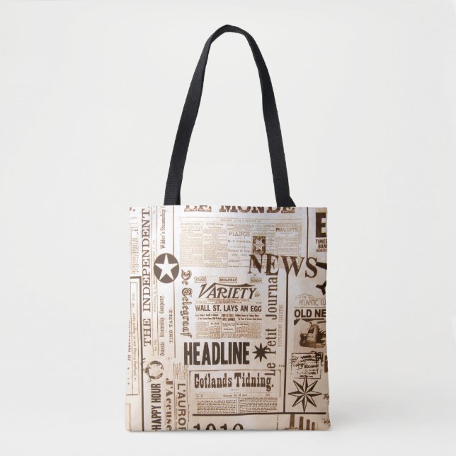 vintage newspaper tote bag (Front)