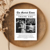 Vintage Newspaper Wedding Thank You Card