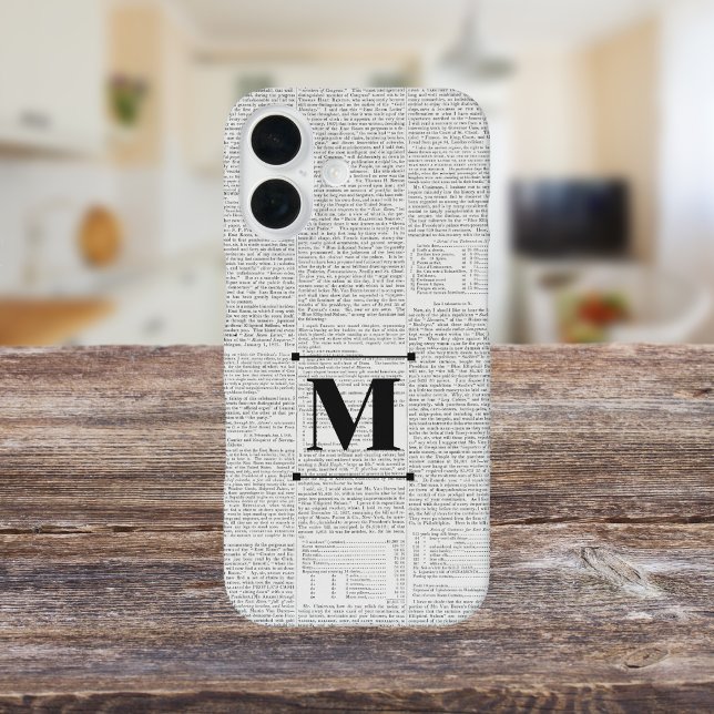 Vintage Newsprint Custom Monogram Case-Mate iPhone Case (Creator Uploaded)