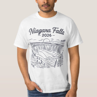 Vintage Niagara Falls 2026 Line Art Sketch T-Shirt