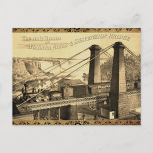 Vintage Niagara Falls Suspension Bridge & Train Postcard