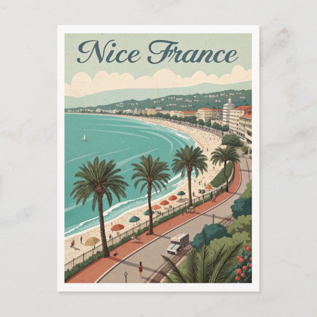 Vintage Nice France Travel Postcard (Front)